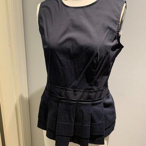Theory Navy Sleeveless Cotton Stretch Top